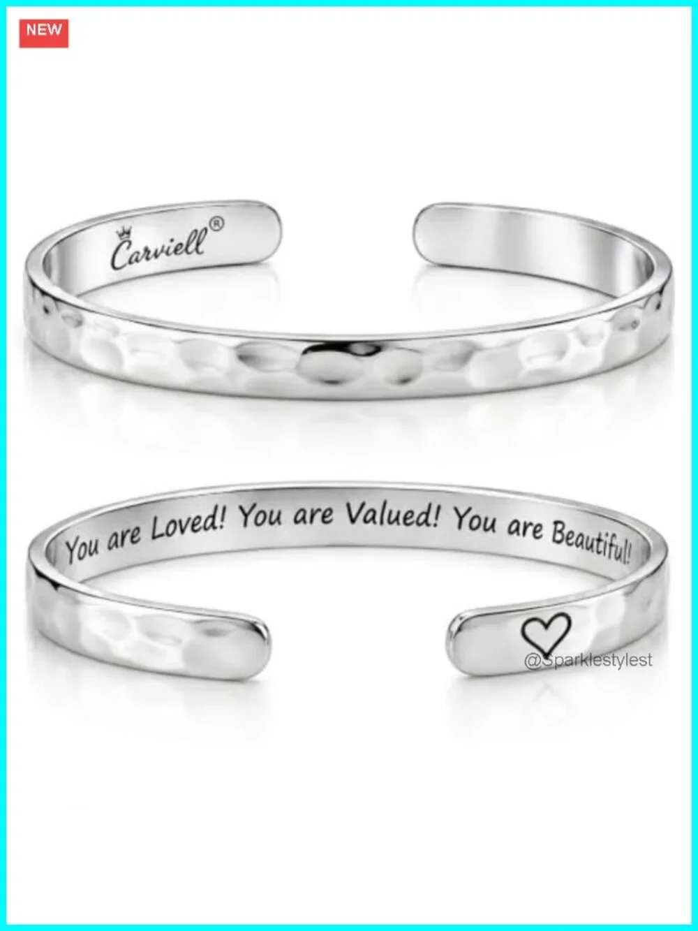Stainless Steel Cuff Bracelet Engraved Inspirational Adjustable Bangle